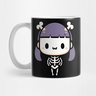 Cute Halloween Chibi Skeleton Girl with Bones Hair Band | Cute Halloween Design Mug